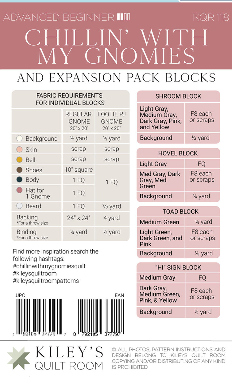Chillin With My Gnomies pattern by Kiley’s Quilting Room