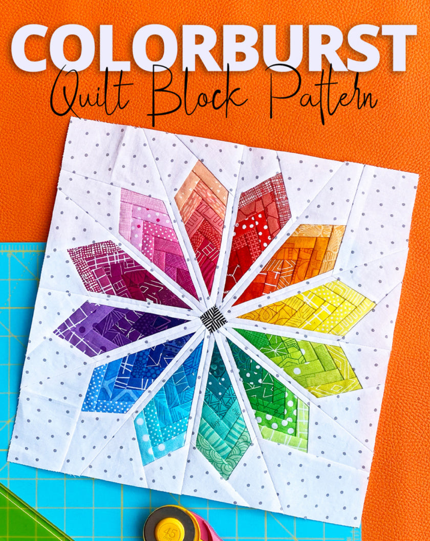 Colorburst paper pieced pattern by Sassafras Lane