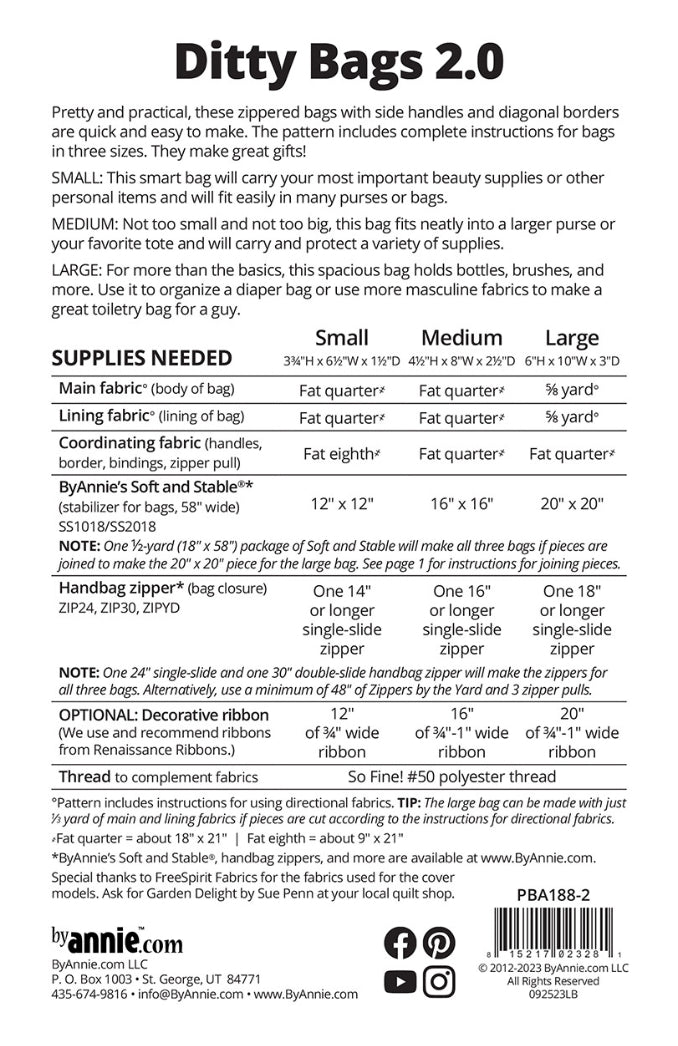 Ditty Bags 2.0 pattern by annie