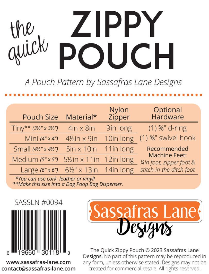 Zippy Pouch pattern by Sassafras Lane