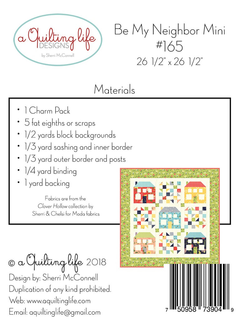 Be My Neighbor Mini pattern by A Quilting Life