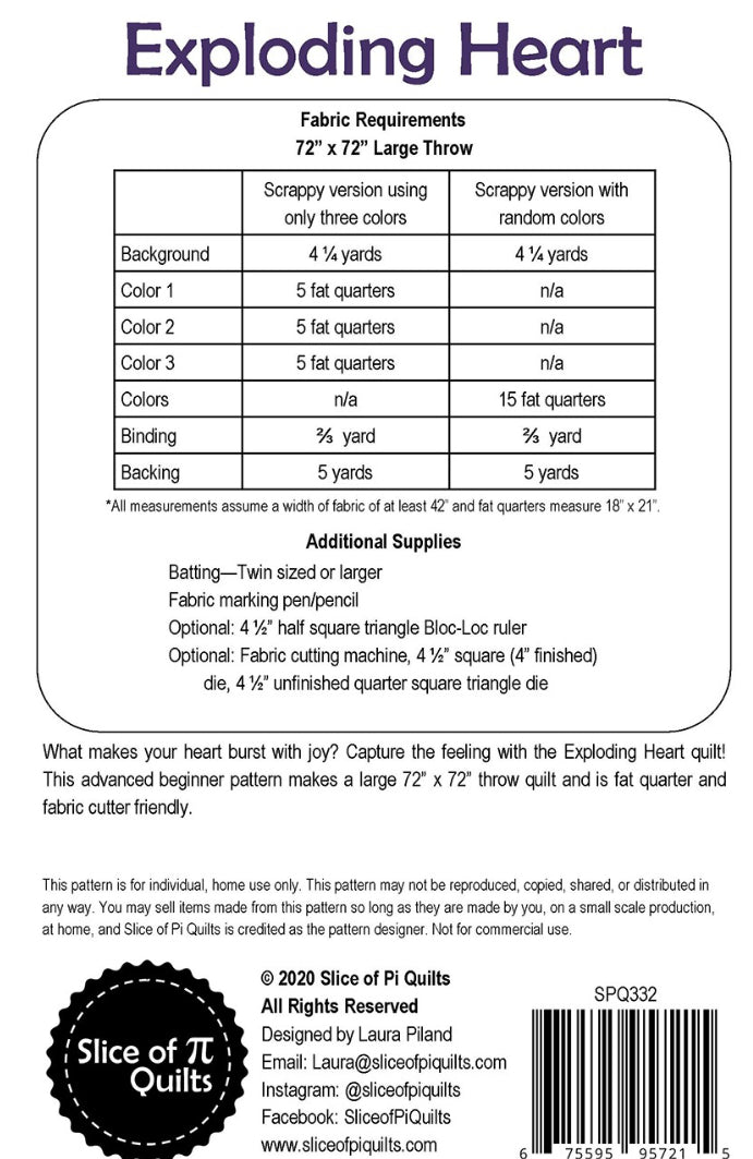 Exploding Heart pattern by Slice of Pi Quilts