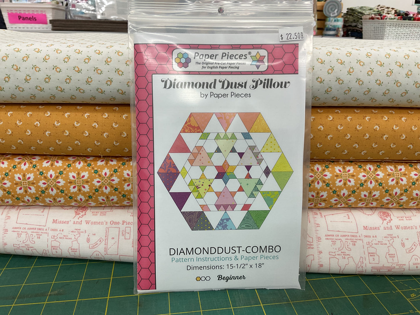 Diamond Duster Pillow pattern and papers by Paper Pieces